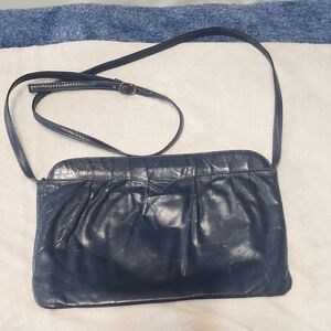 Elegant Blue Leather Shoulder Bag